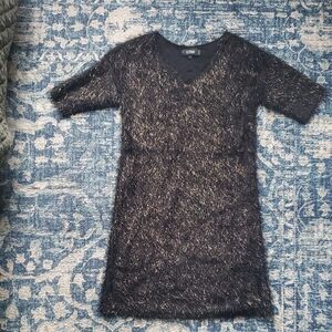 Simons Black and Gold Textured Mini Dress